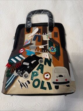 Backpack Napoli Themed Black, Brown & Tan one of a kind brand new Totty Blu
